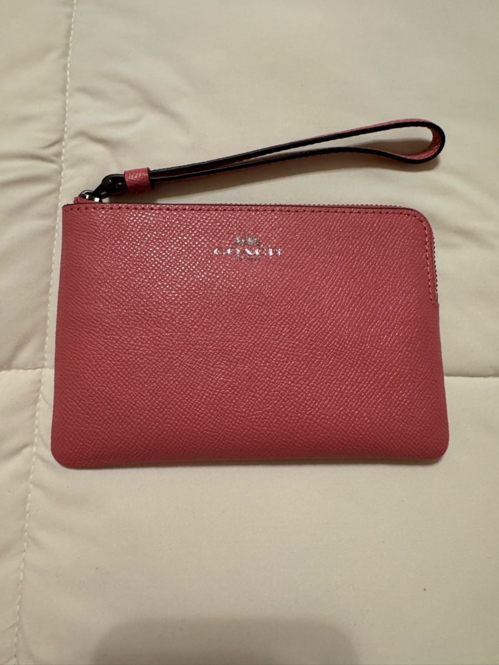 Coach Rose Pink Pebbled Leather Wristlet